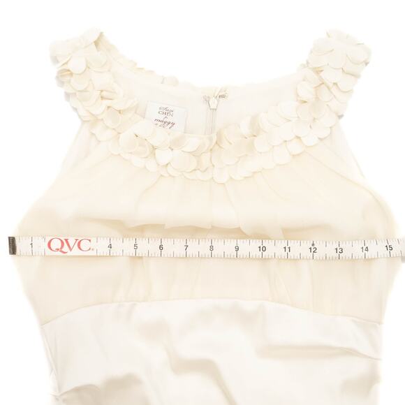 Suzi Chin For Maggy Boutique Off-White Floral Neck Silk Cocktail Dress Size 8 - Picture 7 of 12